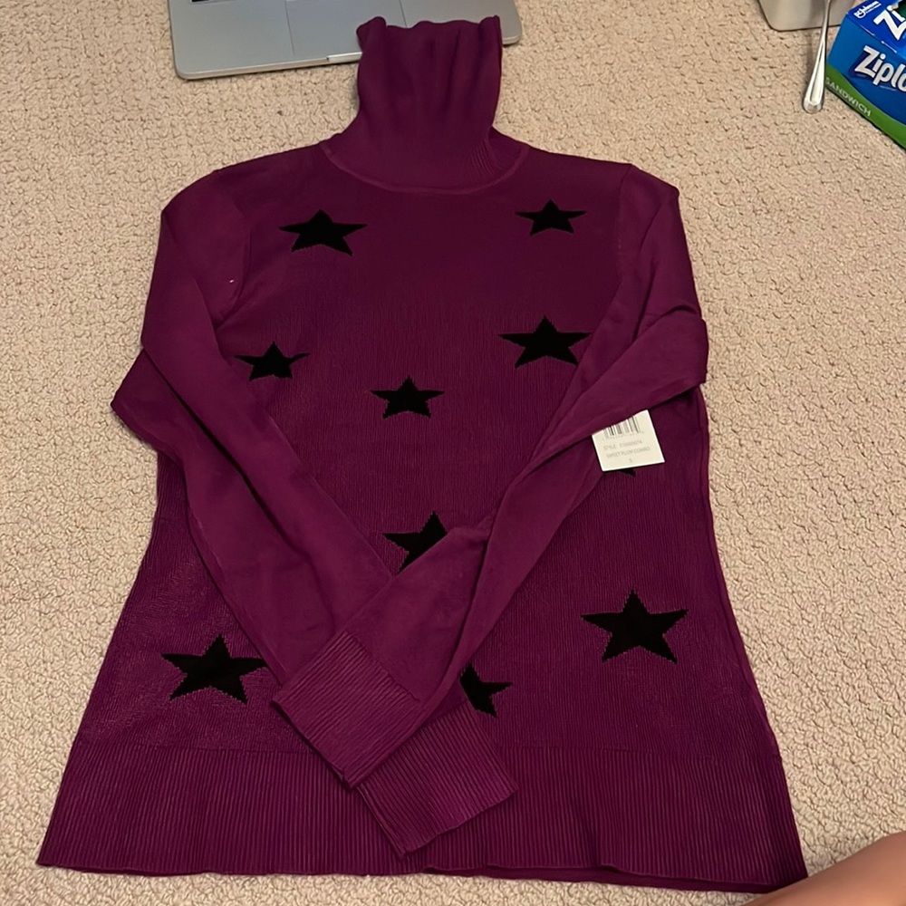 Purple star turtle neck sweater